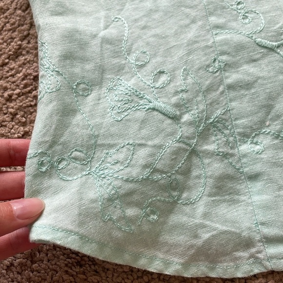 Irish Linen Richard Malcolm Embroidered Sleeveless Blouse Top W’s PS Beach Tank - Picture 8 of 12